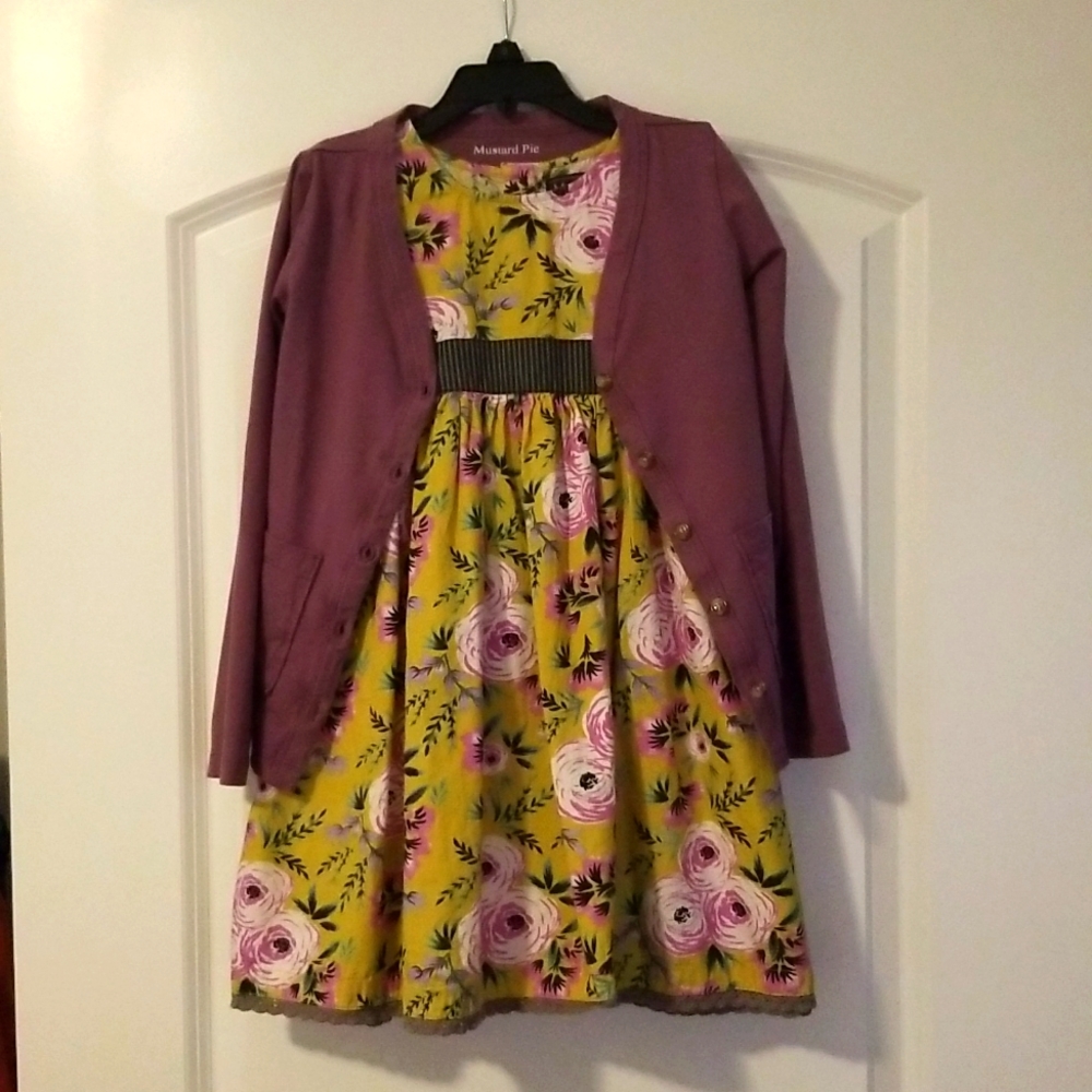 Mustard Pie girls Dress with Cardigan
